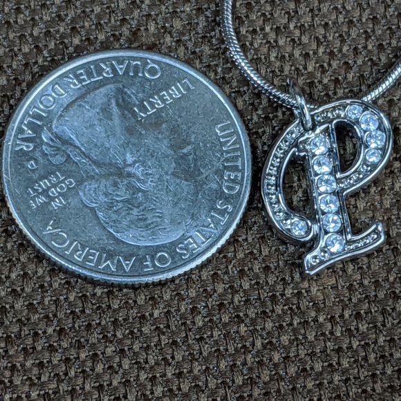 Vintage Avon Monogram Letter P Necklace Snake Chain - Picture 9 of 10